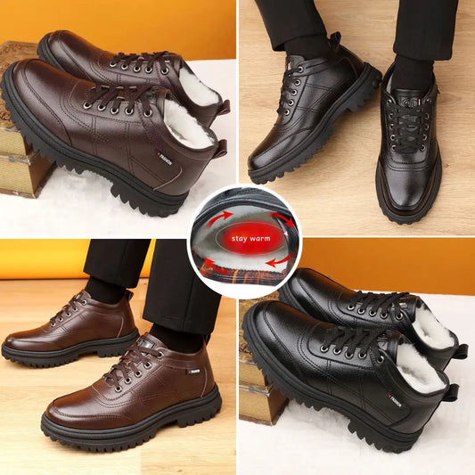 【39-44】Noua iarna pantofi din piele pentru barbati calzi, casual, din bumbac de marime mari