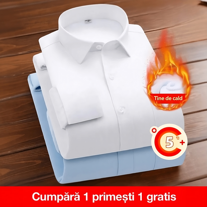 【Cumpărați 1 Primiți 1 gratuit】 Cămașă pentru bărbați din catifea îngroșată de iarnă cu mâneci lungi, îmbrăcăminte formală profesională de afaceri, fără călcat și căldură