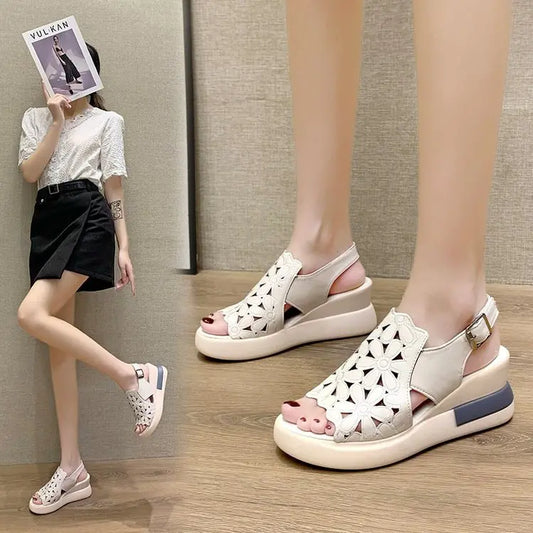 🔥【80%OFF】【35-40】Retro Soft Sole Soft Sole Slope Heel Sandale