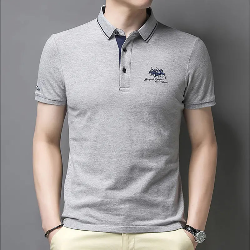 【50%OFF】【M-3XL】Bărbați de afaceri de afaceri brodate rever polo tricou polo