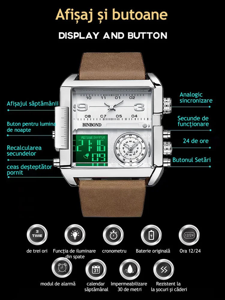 Ceas sportiv multifuncțional cu cuarț