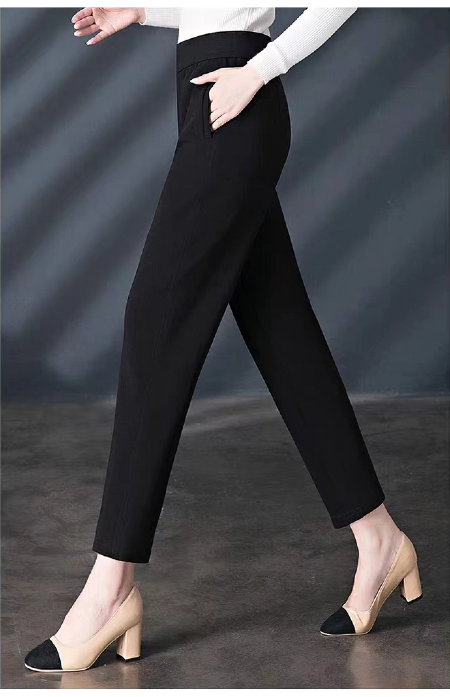 【L-8XL】Pantaloni casual noi de slabit cu talie inalta