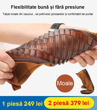 Cusut din piele lucrata manual Pantofi din piele casual respirabili