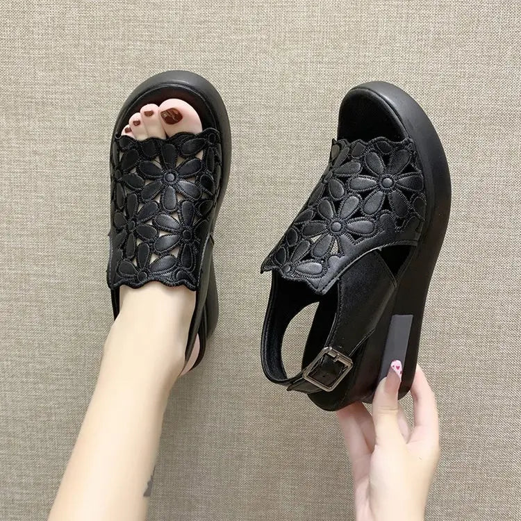 🔥【80%OFF】【35-40】Retro Soft Sole Soft Sole Slope Heel Sandale