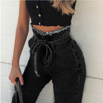 Women High Waist Jeans Sexy Jeans denim Harem Pants jeans womens High Streetwear loose Pants Black Jeans Women clothes