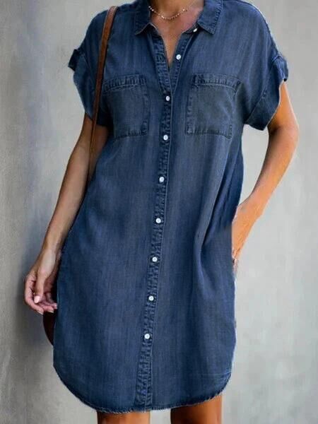 Rochie din denim cu maneca scurta