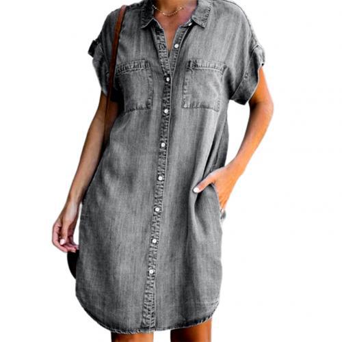 Rochie din denim cu maneca scurta