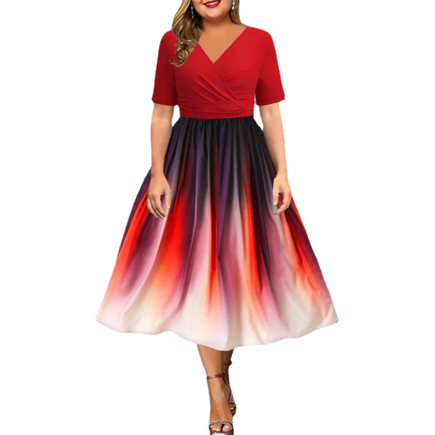 ombré print swing dress