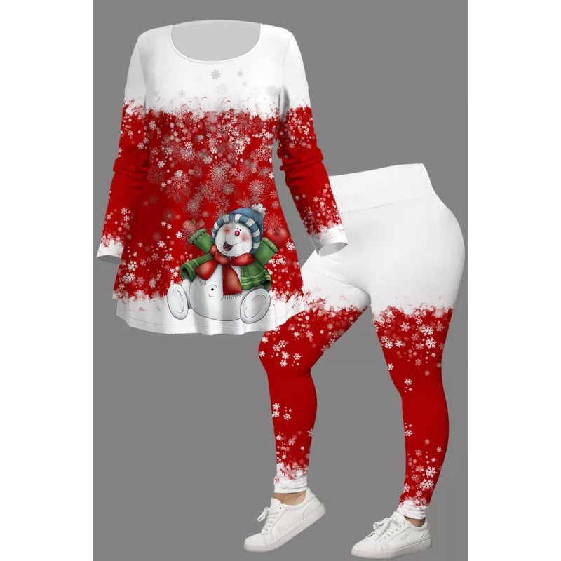 [L-5XL]Crăciun imprimare creativă 3D digital casual costum largi gât rotund pentru femei