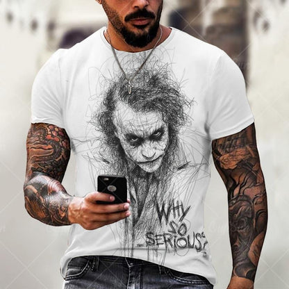 Tricou grafic Joker cu mâneci scurte cu gât rotund