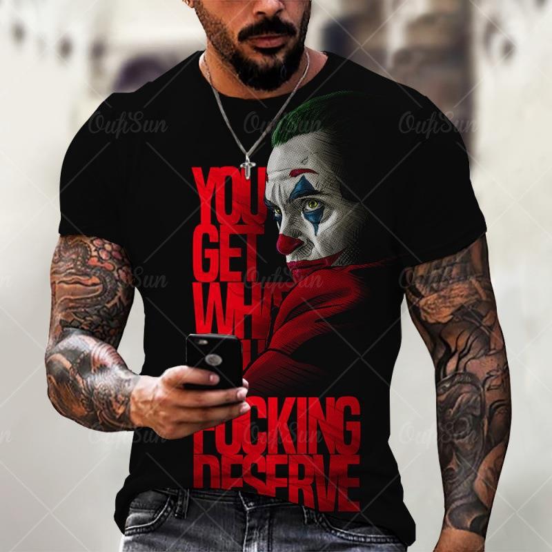 Tricou grafic Joker cu mâneci scurte cu gât rotund