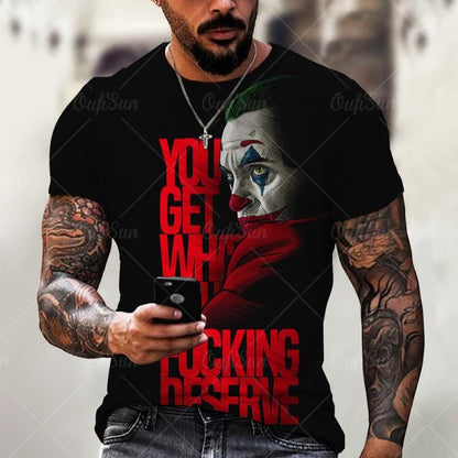 Tricou grafic Joker cu mâneci scurte cu gât rotund