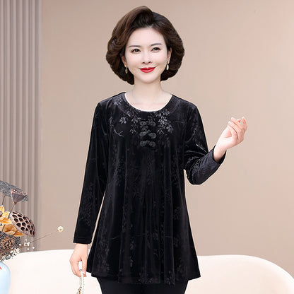 🔥2023 Toamnă și iarnă Vintage elegant imprimat imprimat Velvet Top