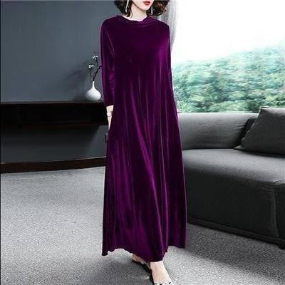 【M-4XL】Rochie elegantă din catifea aurie , emanând farmec elegant din interior spre exterior!