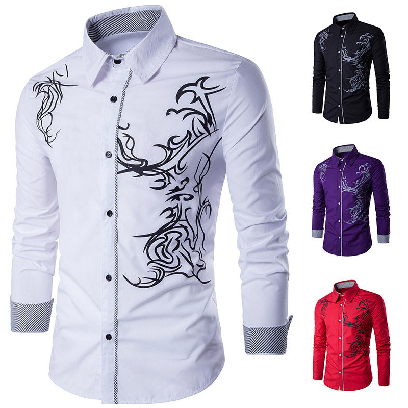 🔥【70%OFF】【Cumpara 1 si primesti 1 gratis】【M-3XL】2024 Cămașă Slim Fit pentru bărbați cu dragon