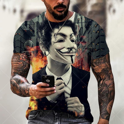 Tricou grafic Joker cu mâneci scurte cu gât rotund