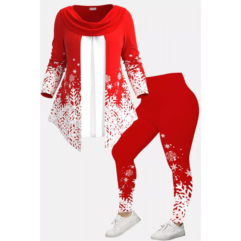 [L-5XL]Crăciun imprimare creativă 3D digital casual costum largi gât rotund pentru femei