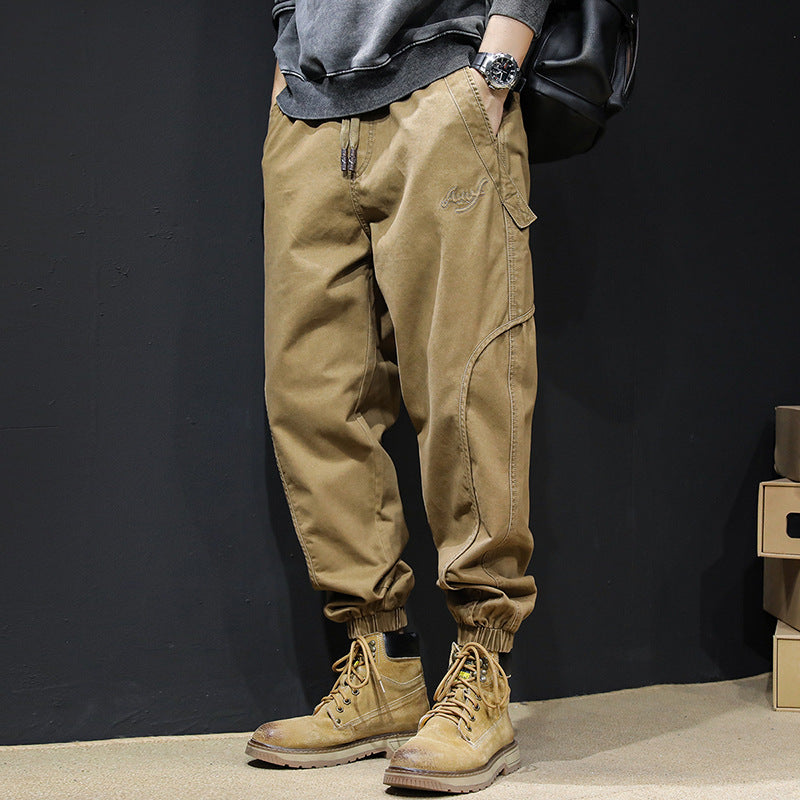 【M-5XL】 Pantaloni casual din bumbac spalat vintage american