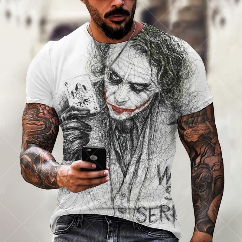 Tricou grafic Joker cu mâneci scurte cu gât rotund