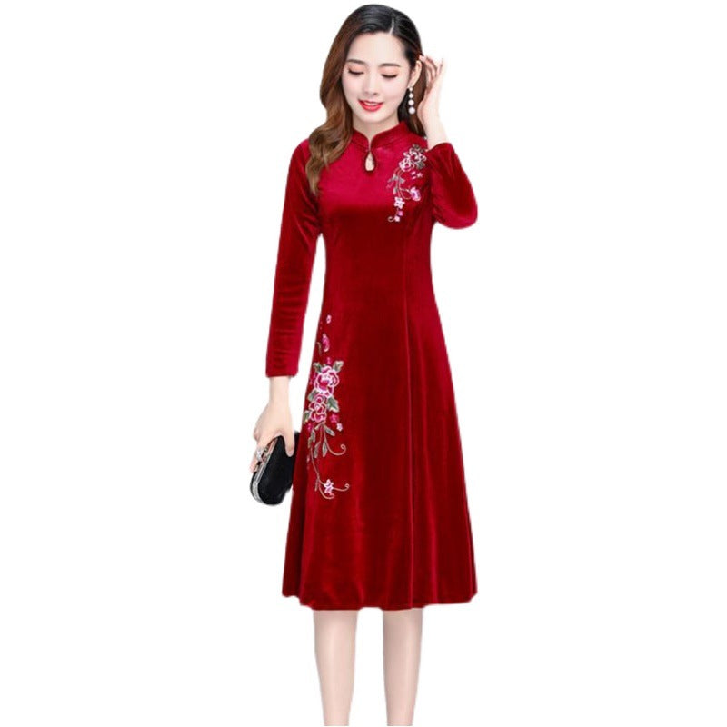 2023【L-5XL】 Rochie pentru femei de dimensiuni mari, A-line cheongsam, purtarea mamei