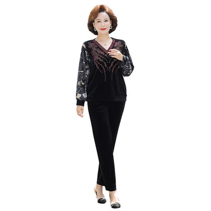 【XL-7XL】 Top din catifea diamant + pantaloni costum calduros casual！