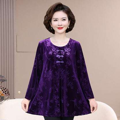 🔥2023 Toamnă și iarnă Vintage elegant imprimat imprimat Velvet Top