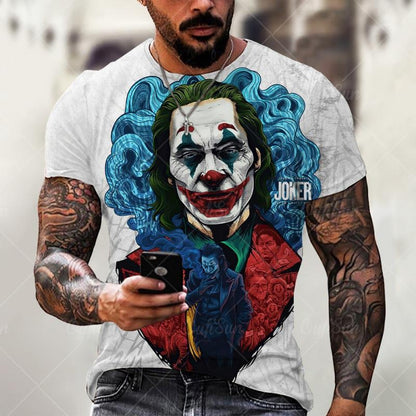 Tricou grafic Joker cu mâneci scurte cu gât rotund