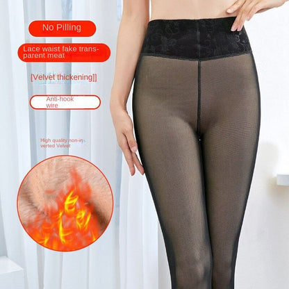 Leggings slăbănogi din lână cu două straturi, eleganti, cu mărime mare