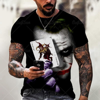 Tricou grafic Joker cu mâneci scurte cu gât rotund