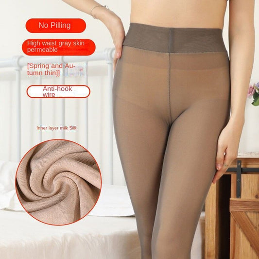 Leggings slăbănogi din lână cu două straturi, eleganti, cu mărime mare