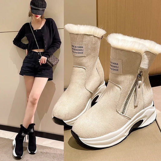 【35-40】Noi cizme calde de zapada cu talpa groasa pentru toamna si iarna