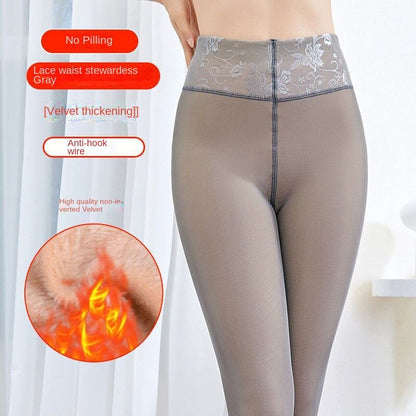 Leggings slăbănogi din lână cu două straturi, eleganti, cu mărime mare