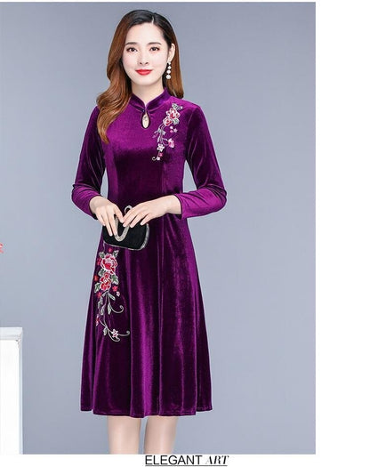 2023【L-5XL】 Rochie pentru femei de dimensiuni mari, A-line cheongsam, purtarea mamei