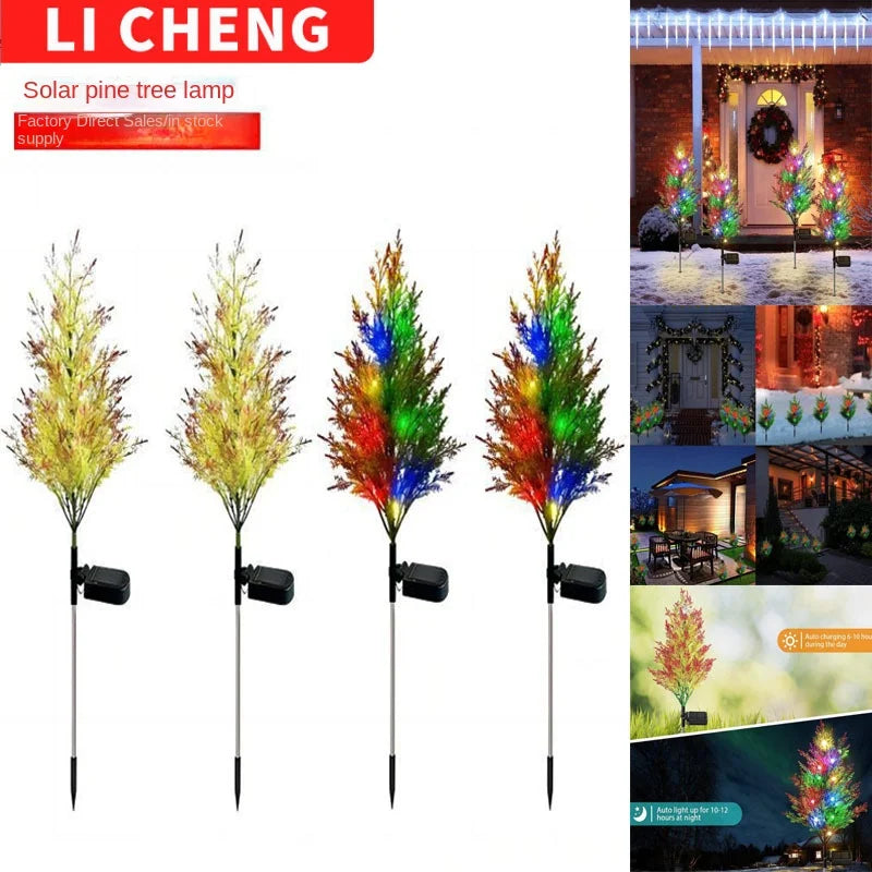 【Ofertă limitată】Solar Christmas Tree Lamp Outdoor Christmas Holiday Lamp Courtyard Landscape Lamp Waterproof Solar Lawn Decorative Lights