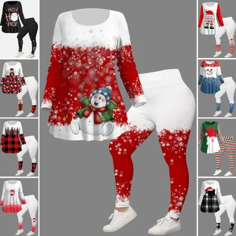 [L-5XL]Crăciun imprimare creativă 3D digital casual costum largi gât rotund pentru femei