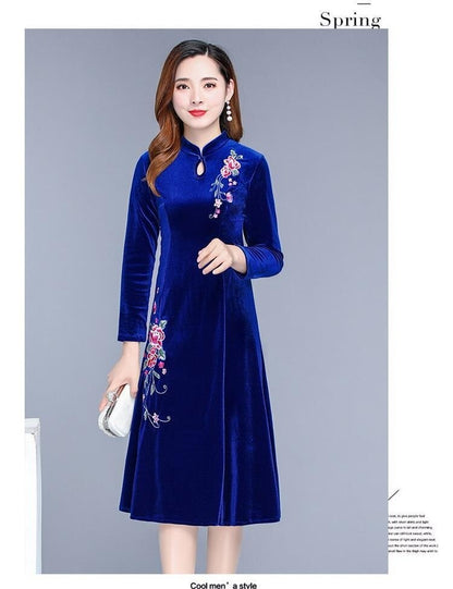 2023【L-5XL】 Rochie pentru femei de dimensiuni mari, A-line cheongsam, purtarea mamei